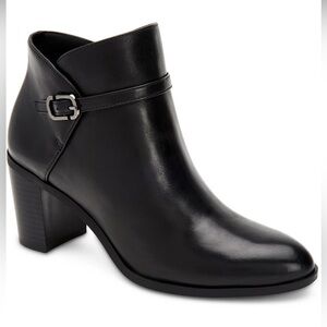 Alfani | Step ’N Flex Nadenne Black Leather Ankle Booties Block Heel Shoes | 8.5